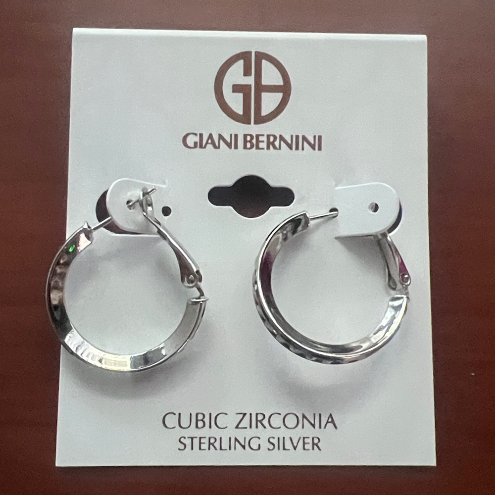 Giani Bernini Silver Cubic Zirconia Sterling Silver  Hoops
